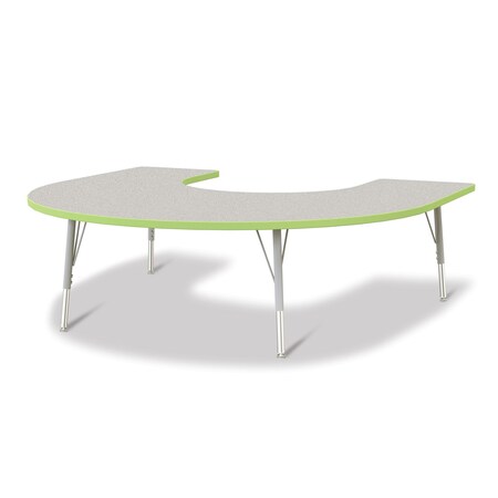 Jonti-Craft Berries Horseshoe Activity Table, 66 in. x 60 in., E-height, Freckled Gray/Key Lime/Gray 6445JCE130